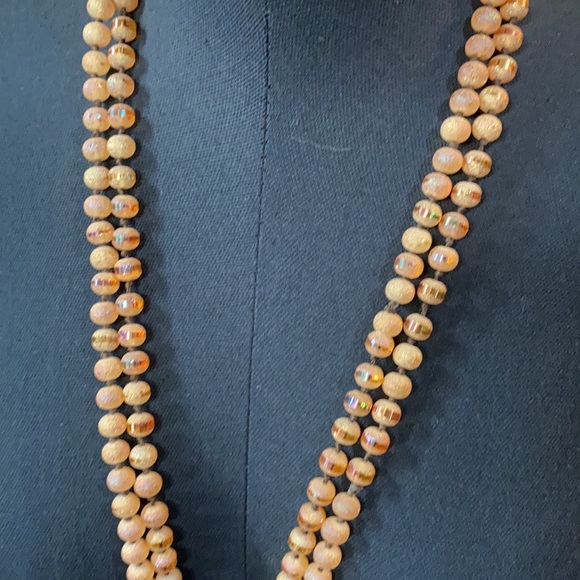 Colorful Crystal Beaded Necklace Long Strand Tan - Picture 2 of 4